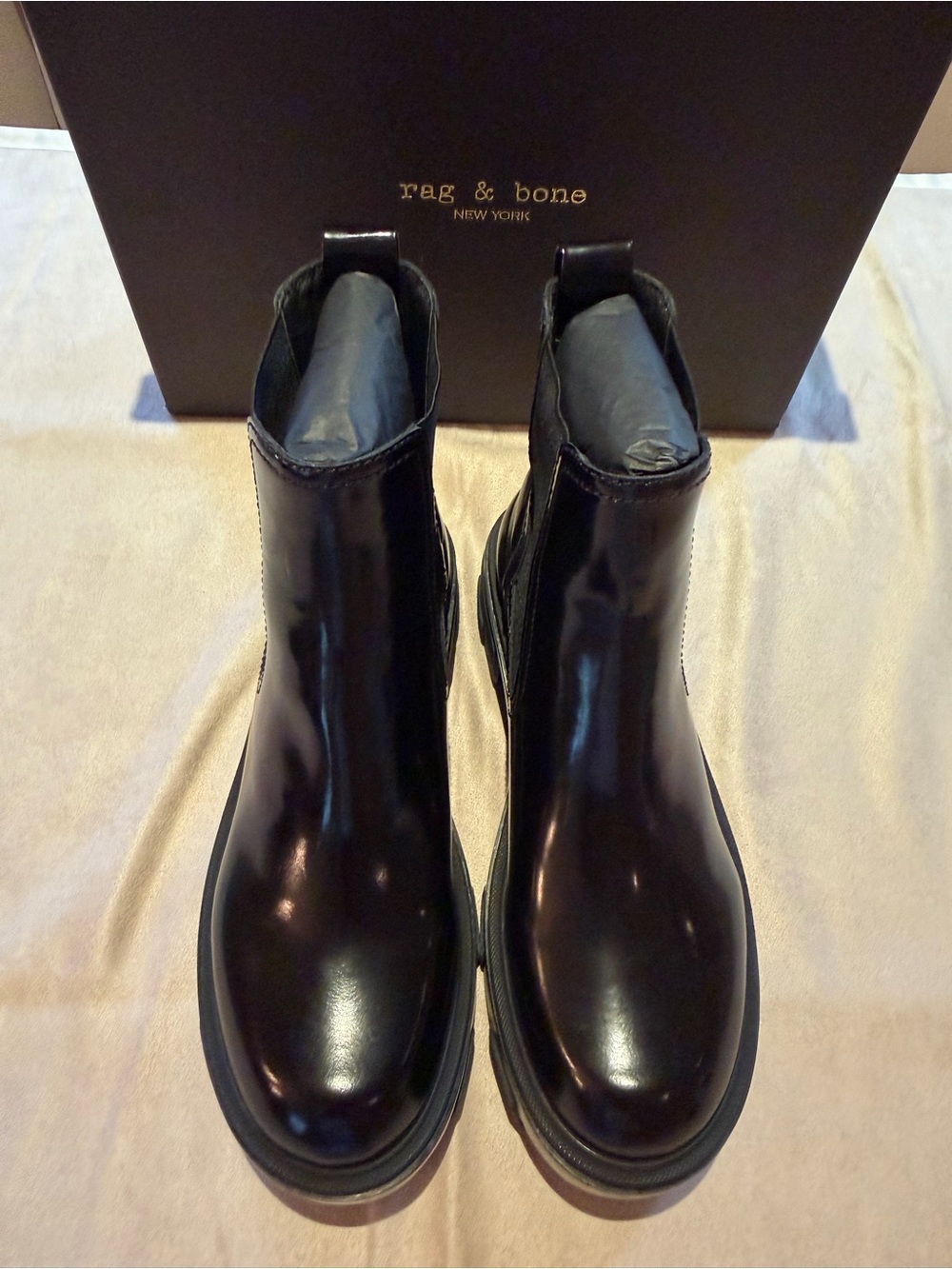 Rag & Bone Shaye Lug Sole Chelsea Boot in Black